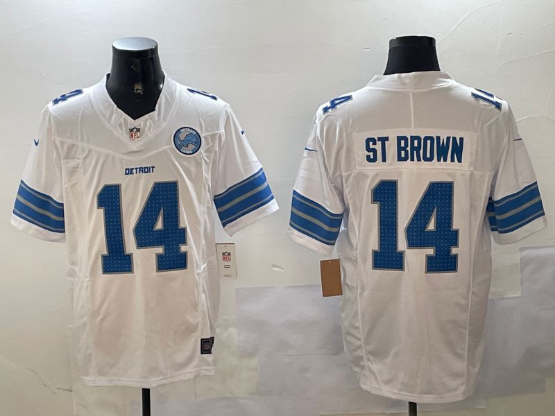 Men Detroit Lions #14 St Brown White three generations 2024 Nike Limited NFL Jersey style 2->detroit lions->NFL Jersey